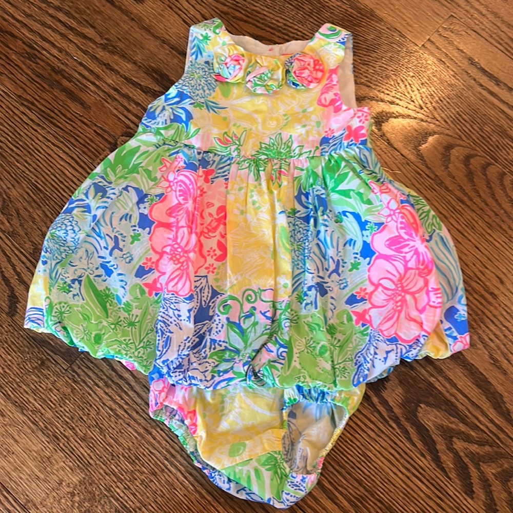Infant Lilly Pulitzer Dress, size 12-18 month, yellow, pink, green, blue pattern